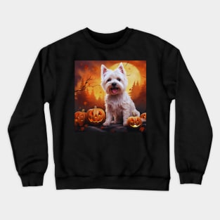 Happy West Highland White terrier Halloween Pumpkin Crewneck Sweatshirt